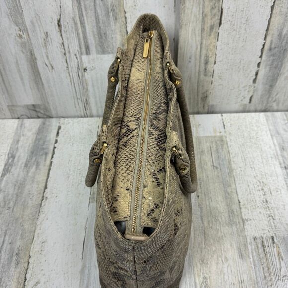 Tory Burch Gray Python Embosed and Black Structured Tote bag - Picture 3 of 11